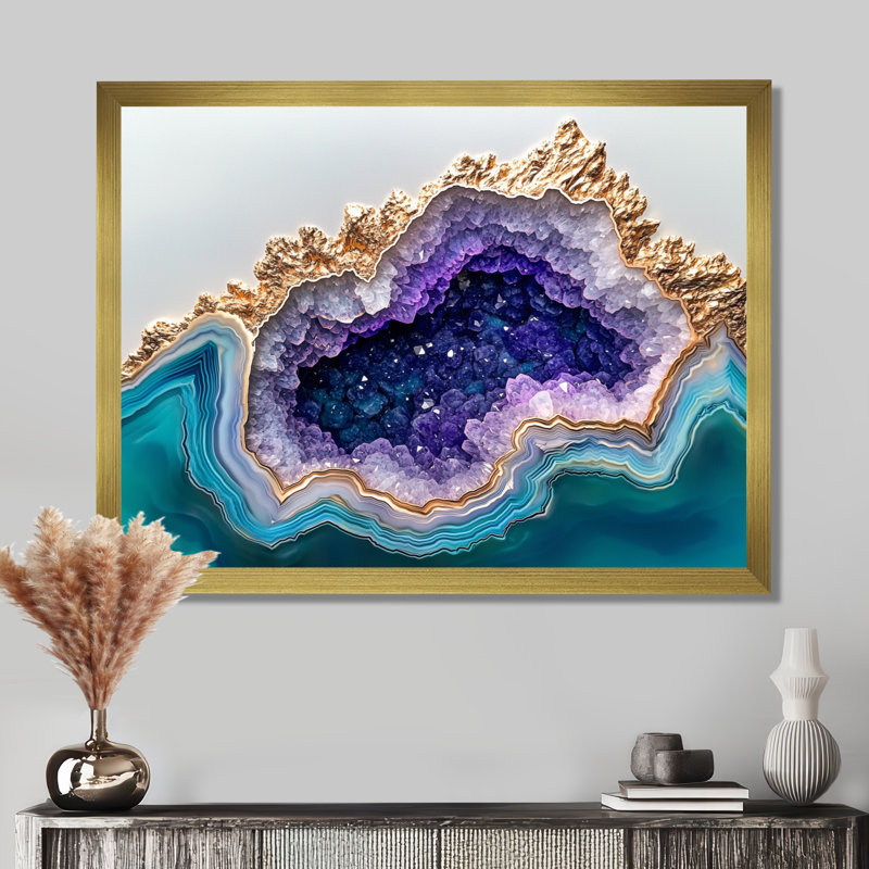 Agate Dream River VI - impression sur toile Geode Stone, Reproduction encadrée d'une seule photo sans pass, H 16 po x l 32 po
