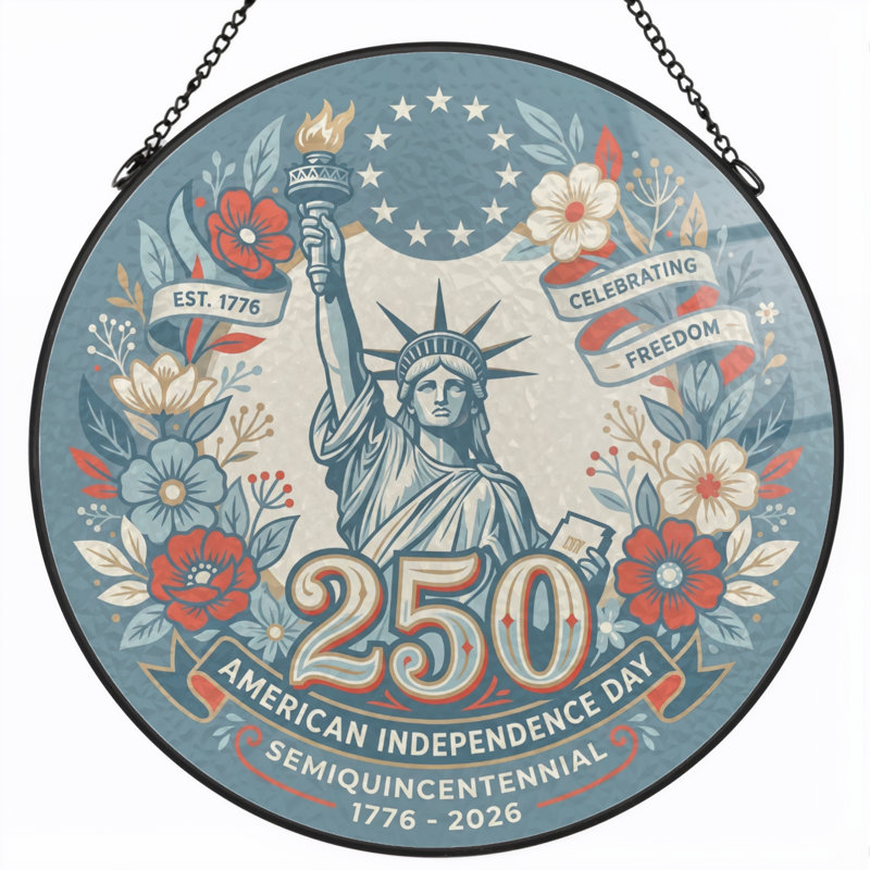 Vitrail Statue Liberty USA 250th Anniversary, H 12 po