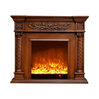 Walnut Solid Wood Freestanding Fireplace