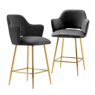 Henriella Velvet Dining Chairs, Modern Upholstered Accent Chair Armchair with Gold Metal Legs