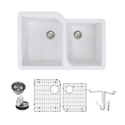 Radius 31.75'' L Double Bowl Granite Kitchen Sink