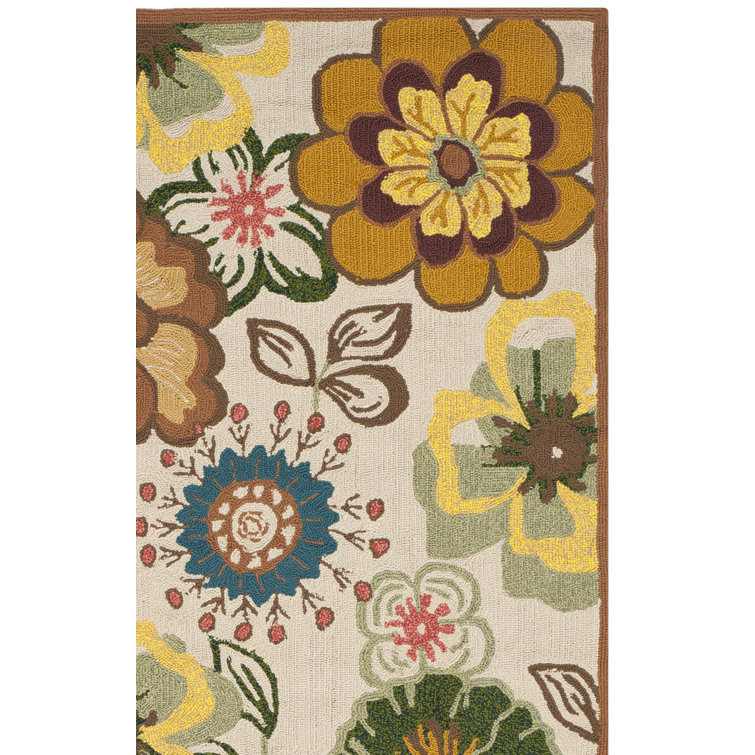 Doyle Hand-Hooked Brown/Yellow/Green Area Rug