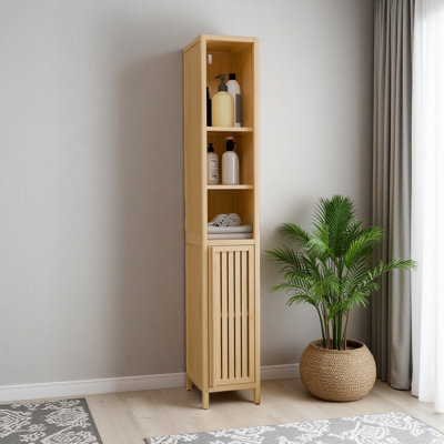 Bamboo Large Capacity Thin And Tall Cabinet