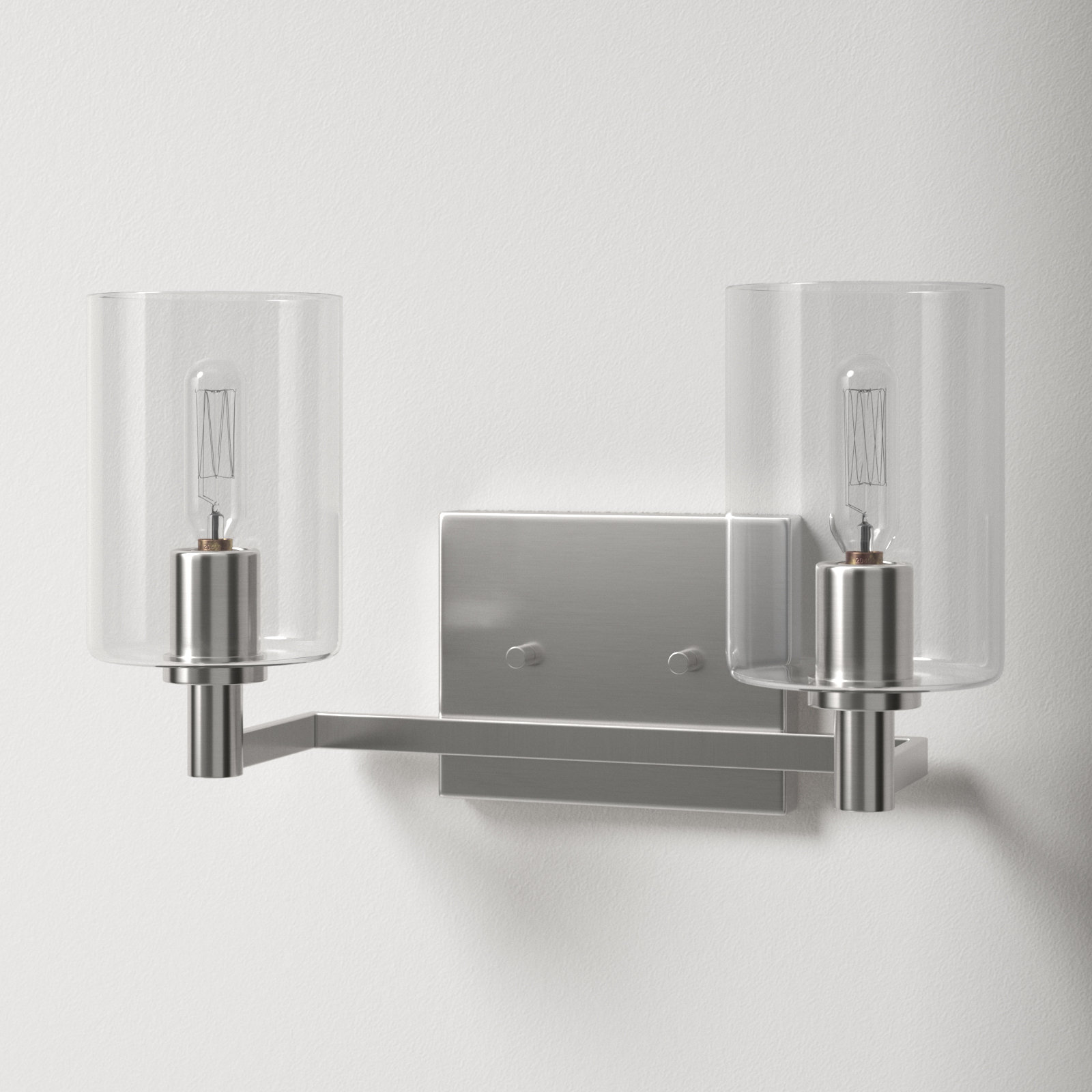 Haines 2 Light Transparent Dimmable Vanity Light, Brushed Nickel