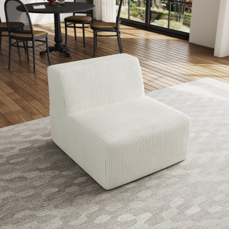 Berlare 87.9Cm Wide Armless Chair, Beige
