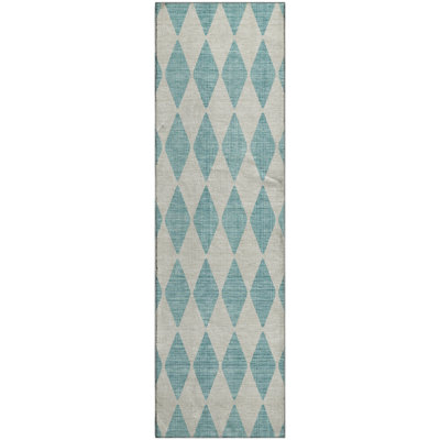 Premium Machine Washable Cerrito AMF578 Teal Rug