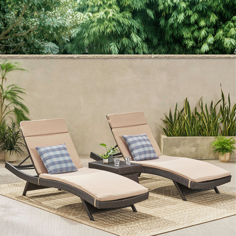 Cara IndoorOutdoor Chaise Lounge Cushion, Textured Beige