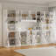 Grande armoire de huche de cuisine l 106,3 po x H 71 po, armoire de rangement avec portes en verre et tablette à micro-ondes-1711405653