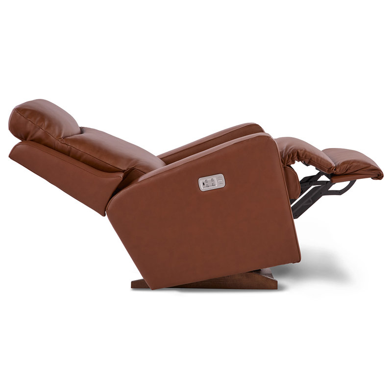 Emmons Leather Rocker Recliner, Oak