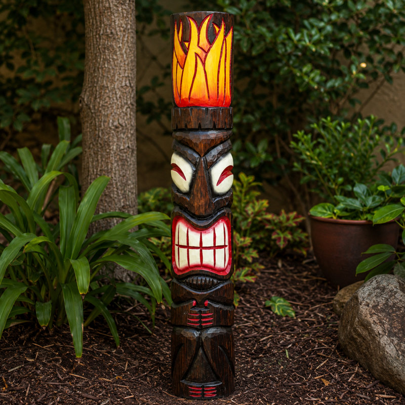 Décoration murale 40 "H Tiki Mask Fire God Tropical