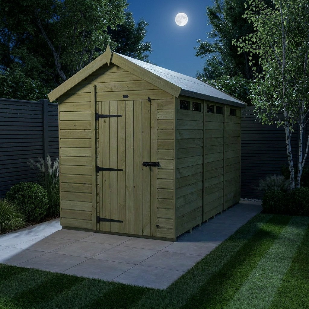 Total Sheds 7ft x 13ft Security Apex Shed - Heavy-Duty Hasp Staple Anti-Tamper - Pressure Treated Timber - UK Manufactured