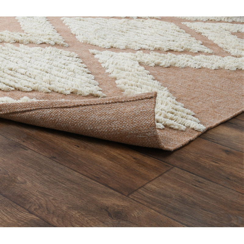 Warren Flatweave Geometric Area Rug in Orange/Ivory, Rectangle 2' x 3'
