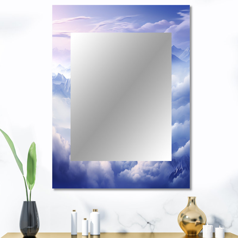 Mountain Blue Peak Harmonie I - miroir mural montagnes, miroir décoratif traditionnel, impression d'art en métal