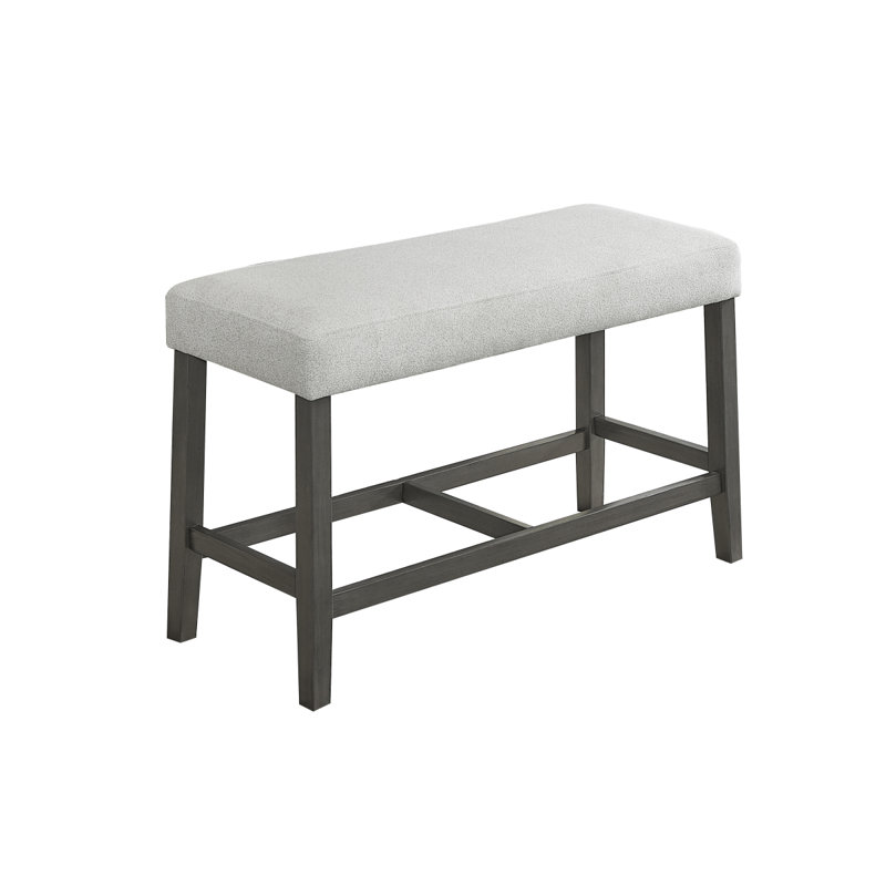 Banc en tissu gris clair Selena avec cadre en bois gris et repose-pieds en bois de 40 po Selena