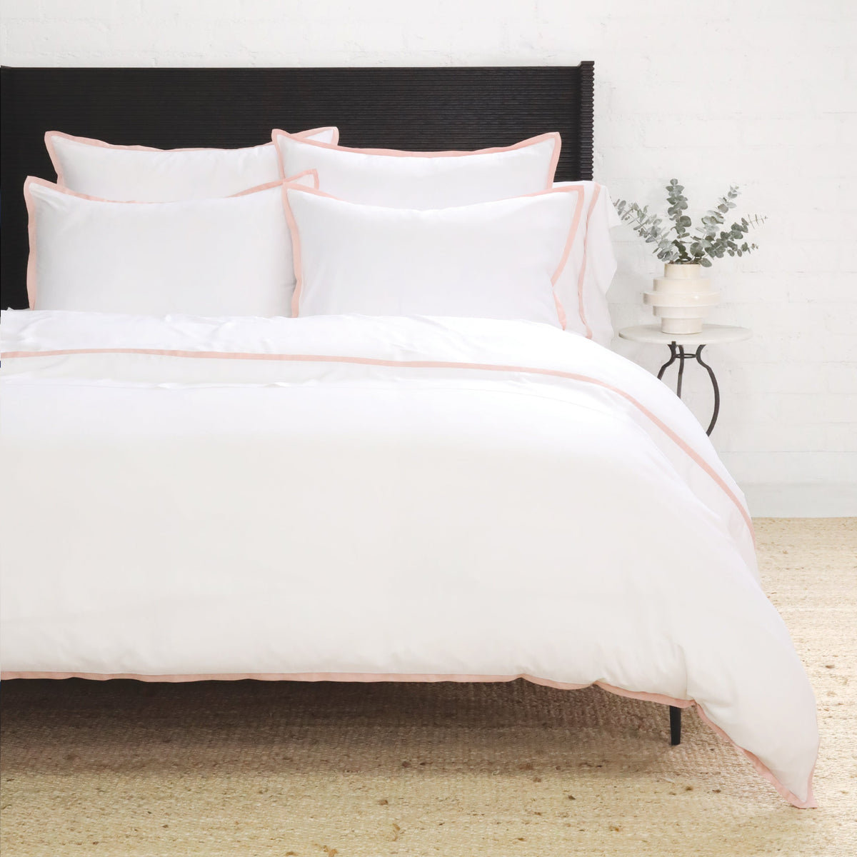 Langston Rayon Duvet Cover Set, King Duvet Cover + 2 King Shams, White/Pink
