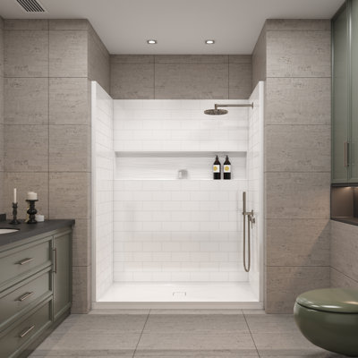 60 in. x 32 in. 4-Piece Direct-to-Stud Alcove Shower Wall Kit in White