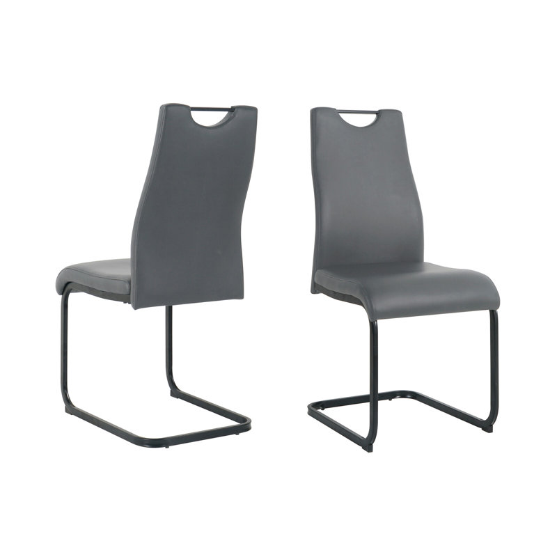 Stuhl 48cm H Upholstered Metal Cantilever Chair, Grey
