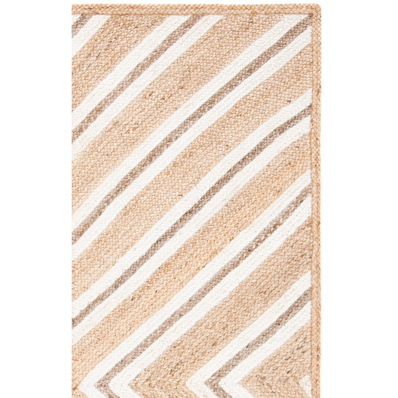Tapis géométrique en jute et coton tissés à plat Ramey, Rectangle 8 pi x 10 pi