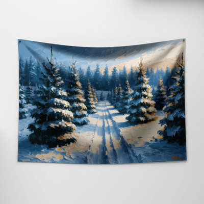 Tapisserie murale de Noël avec arbre de Noël enneigé