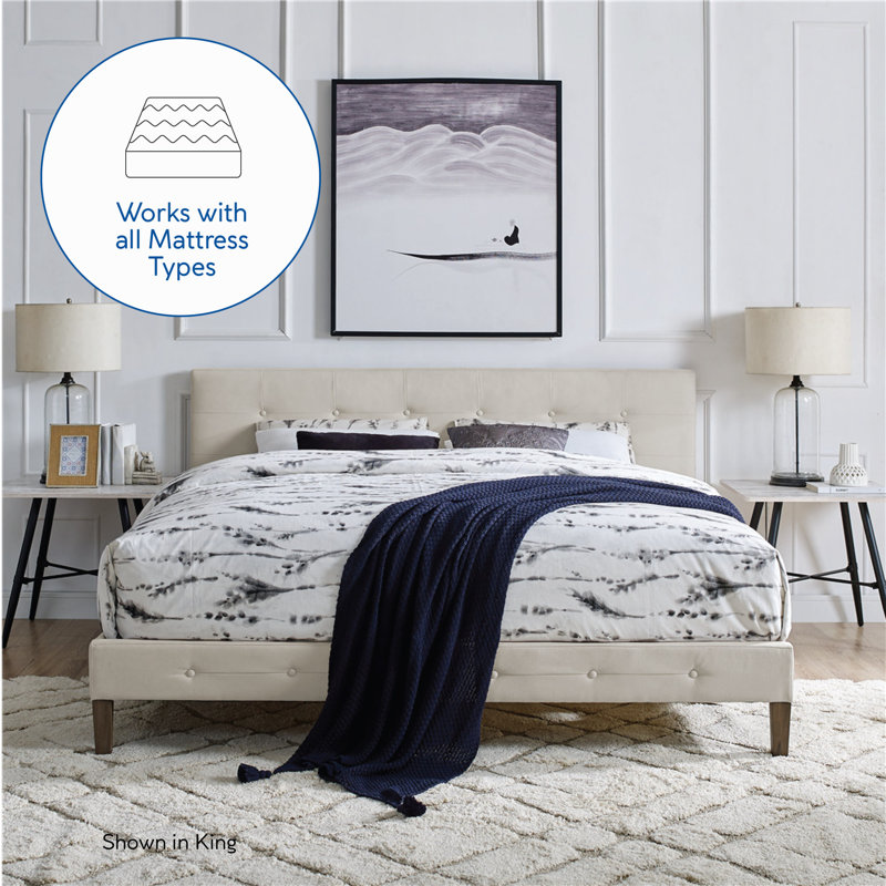 Monona Upholstered Platform Bed, Peyton Shell, King