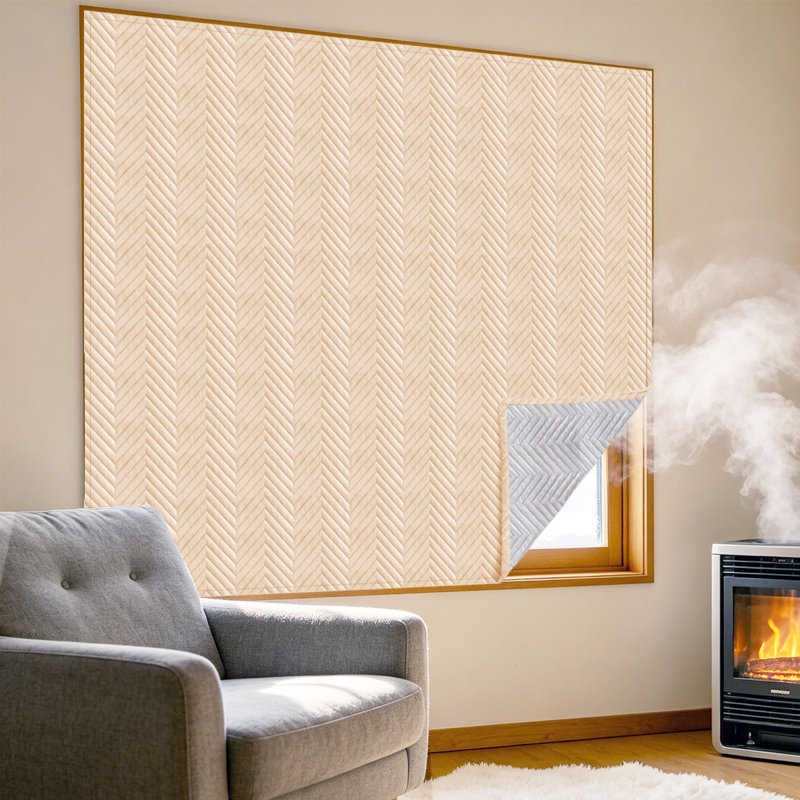 Rideau isolant matelassé à chevrons, 1 panneau, L 55 po x L 88 po, Beige