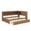 Lit de jour double en bois avec tablettes de rangement intégrées, éclairage USB / DEL et cadre de lit en bois avec deux tiroirs-2079637170