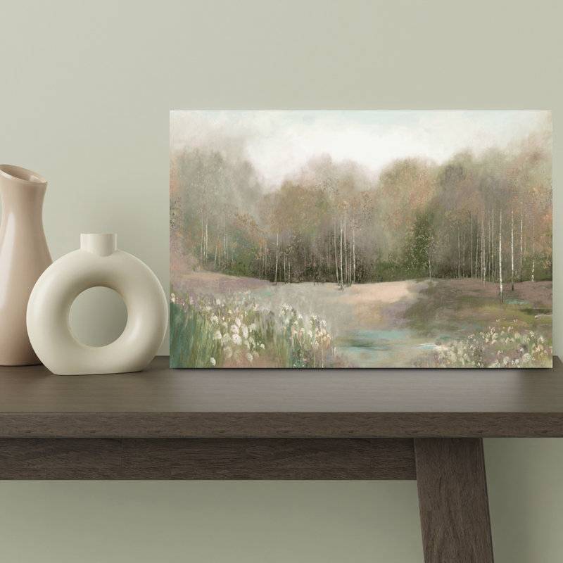 «Serene Morning in The Meadow Abstract Contemporary Landscape Nature», art mural, H 12 po x l 18 po