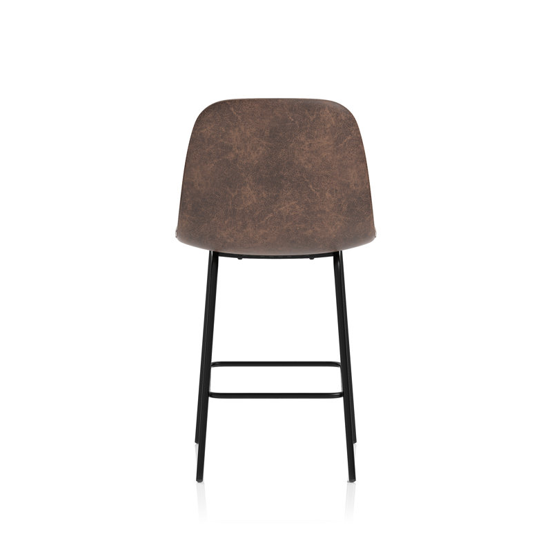 Upholstered Counter Stool with Metal Frame, Brown