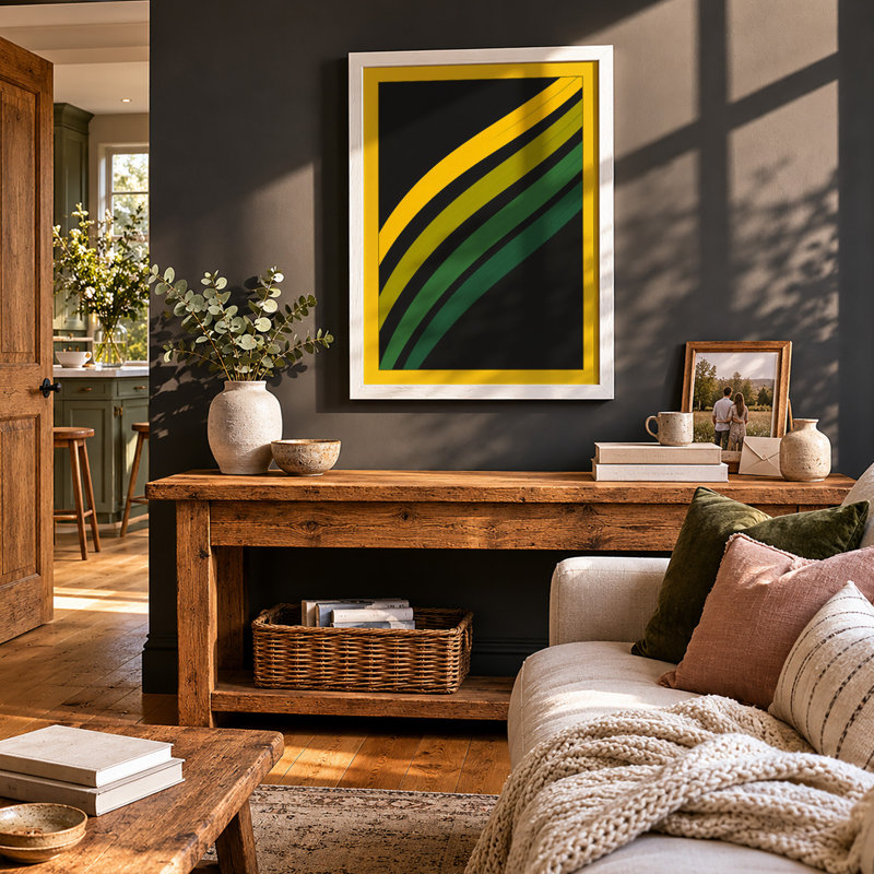 Flowing Lines Geometric - Framed Print, A2 - 59.4 x 42.0 cm, White