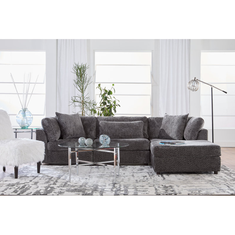 19100 4-Piece Modular Sectional, Gabby Storm, Gabby Storm Polyester, 37" H x 123.5" W x 95" D
