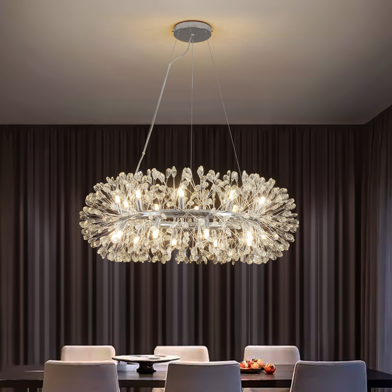 Lustre en cristal 20 lumières à intensité variable, Chrome