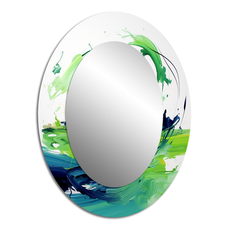 Miroir mural ovale vert et bleu, 40 po x 30 po