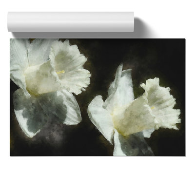 White Daffodils Painting - Frameless Print