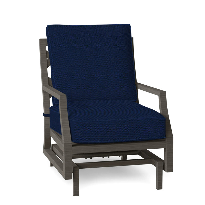 Lattice Arm Chair with Cushions, Welt, Linen Indigo