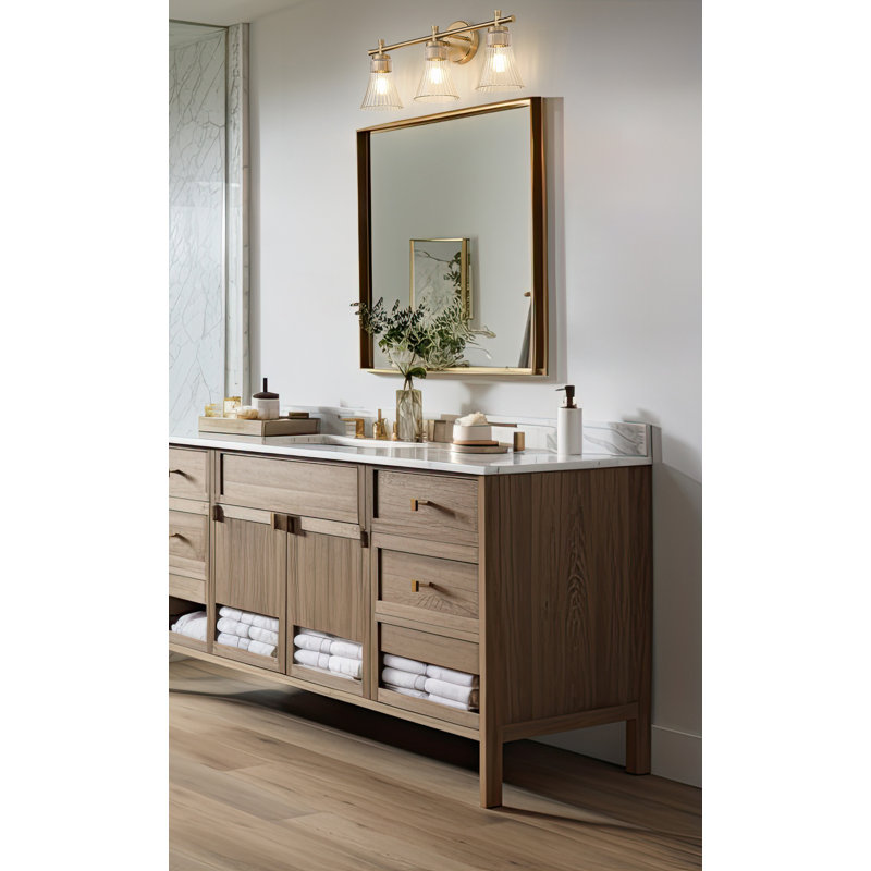 Maston Modern Vanity, Gold, 10" H x 24" W x 6.75" D, 3 Lights