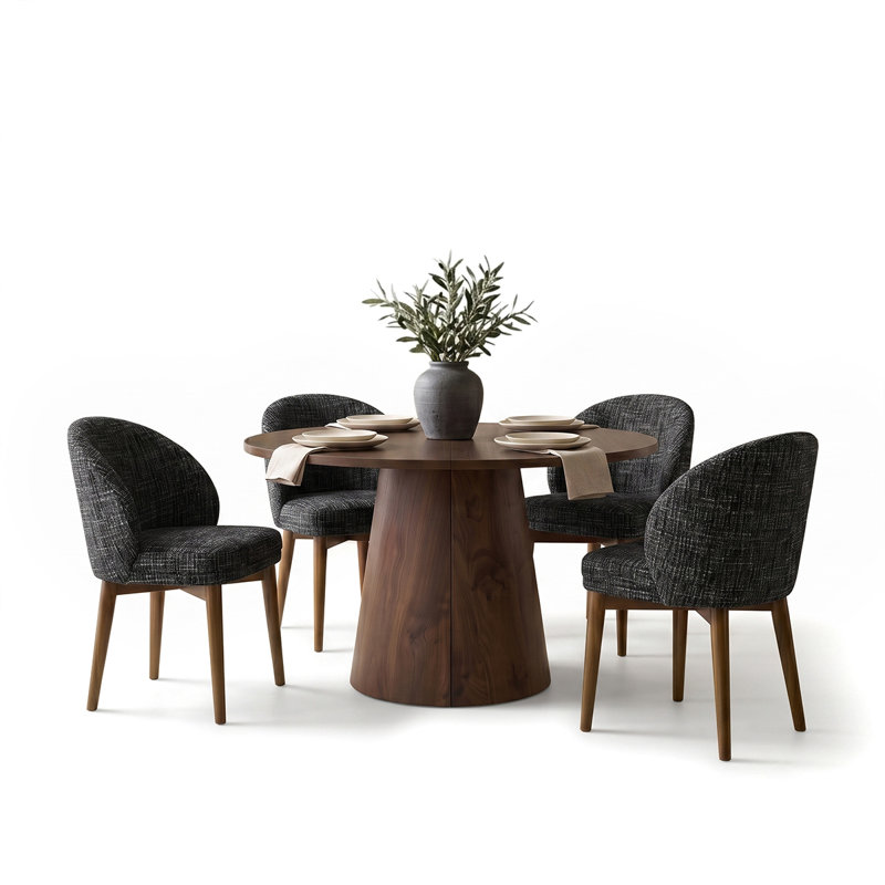 Ensemble repas extensible Modern, Ensemble de cinq pièces : table, quatre chaises, Black