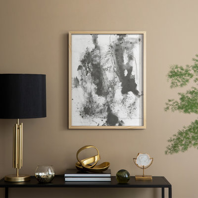 Graphite abstrait III, reproduction encadrée - bois massif