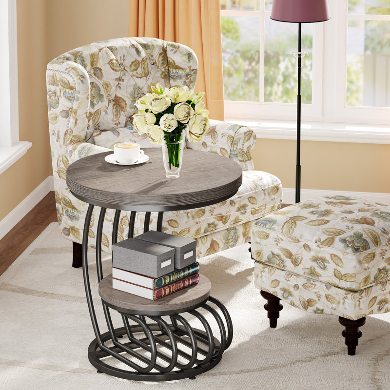 Ondray Side Table, End Table, Accent Table, Living Room Side Table, With Storage, Black, Gray