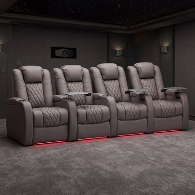 Leather Home Theater Seating with Cup Holder