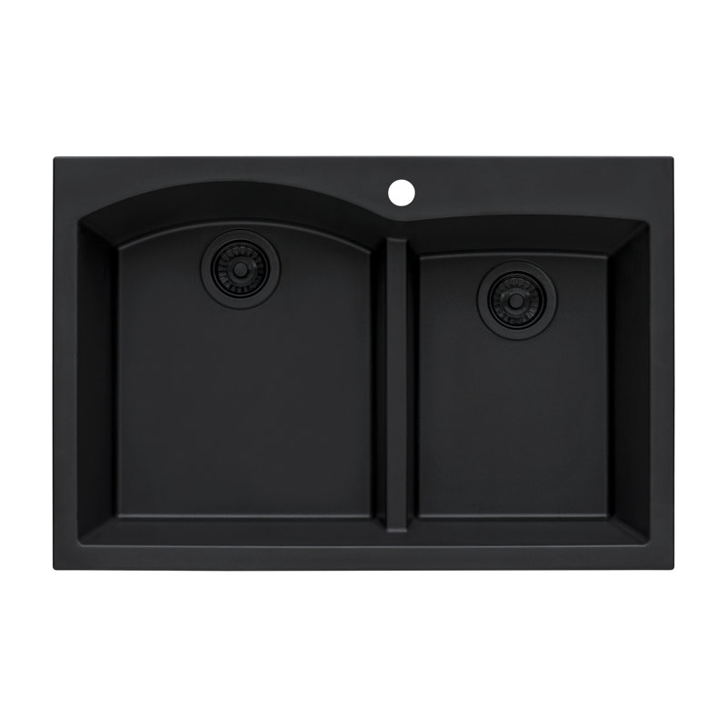 Évier de cuisine encastré à double cuve en composite de granite 33 x 22 po Ruvati, Nuit noire