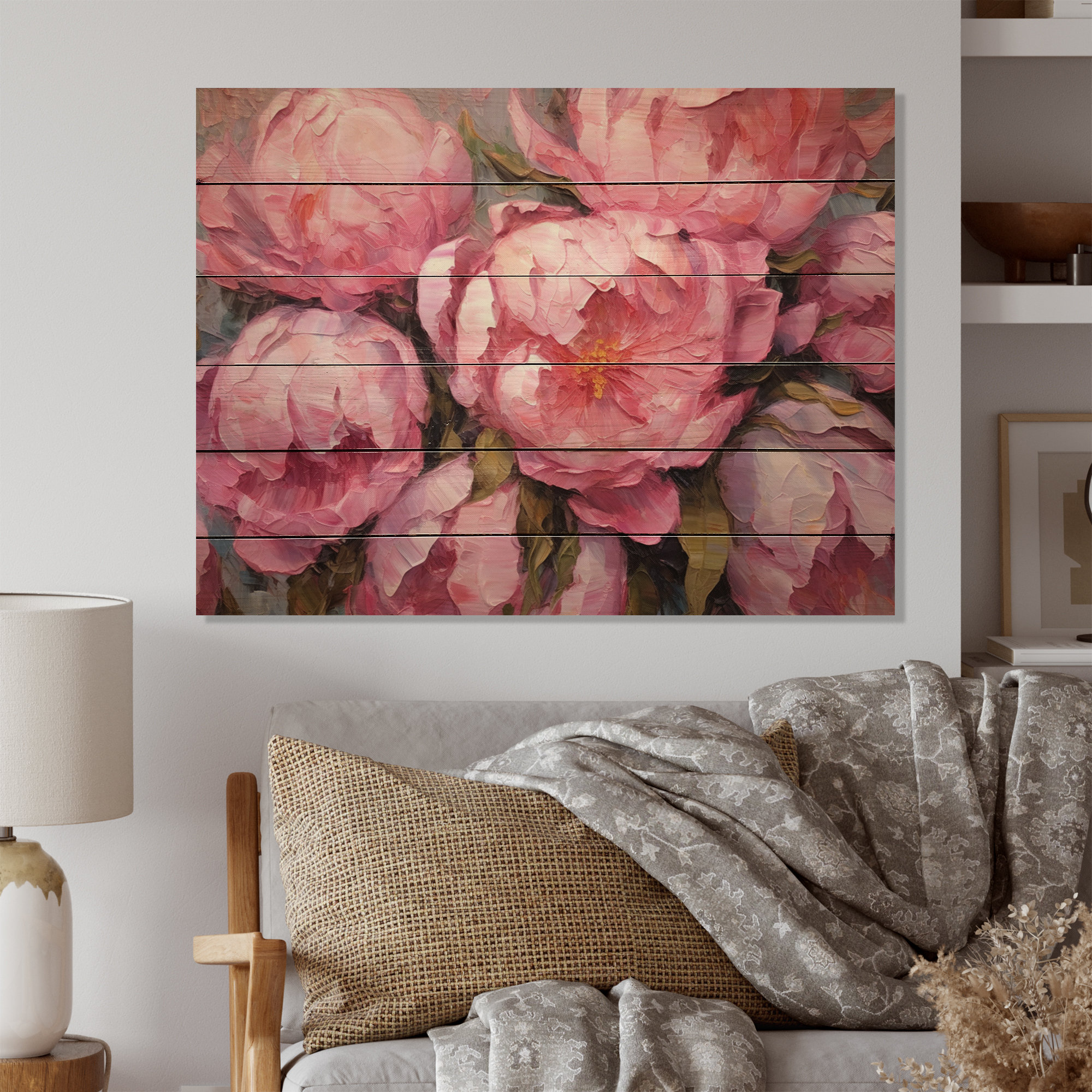 Red Barrel Studio® Pink Peony Perfection I Print on Natural Wood | Wayfair