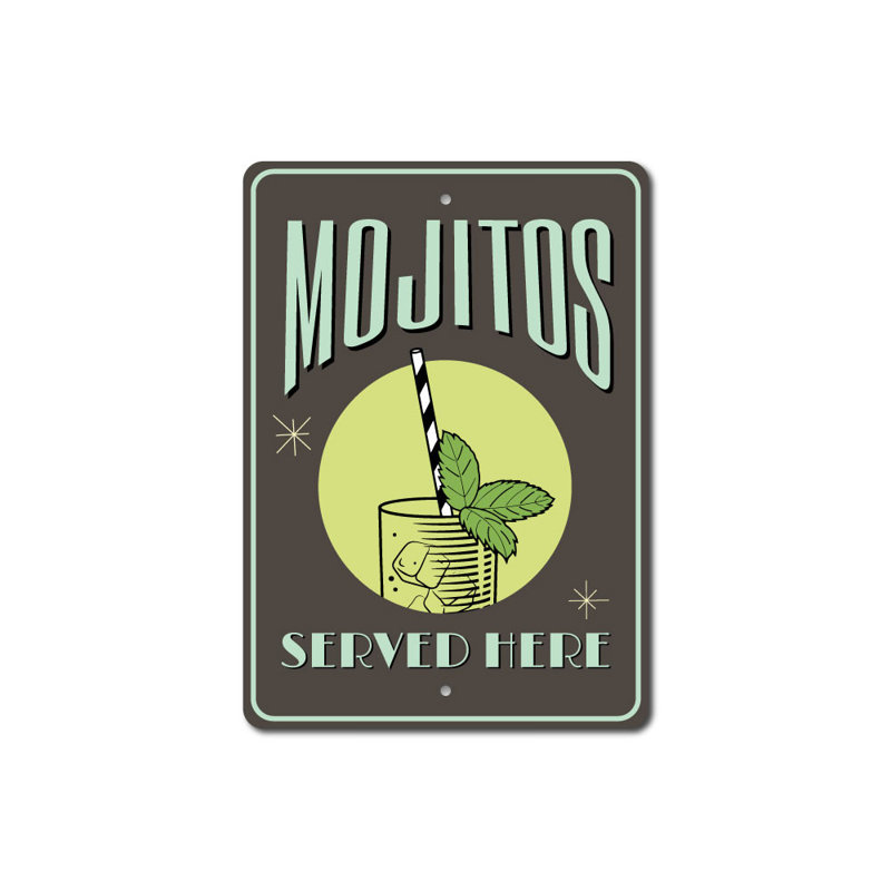 Plaque en aluminium Mojitos, H 18 po x l 12 po x P 0,06 po