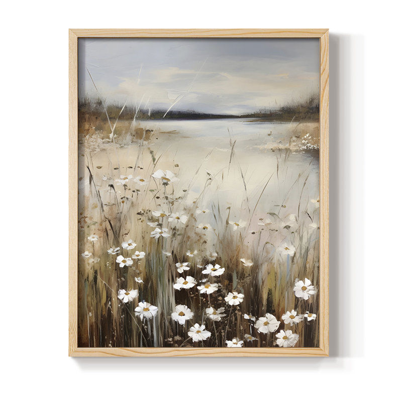 Reproduction florale rétro encadrée Ccciii - bois massif, Naturel, H 21 po x l 17 po