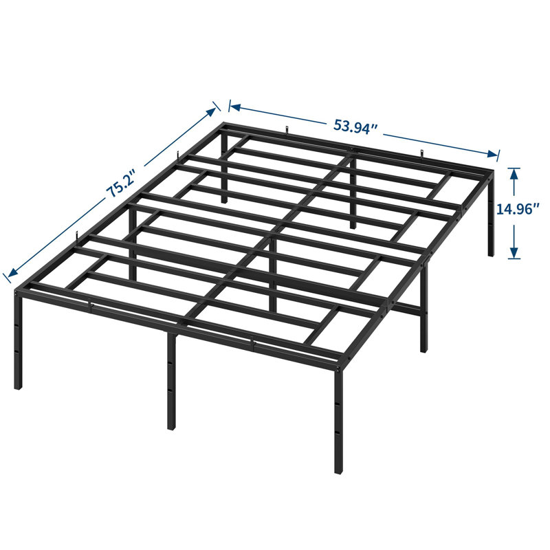 Full Size Platform Bed, Heavy Duty Metal Bed Frame with Underbed Storage