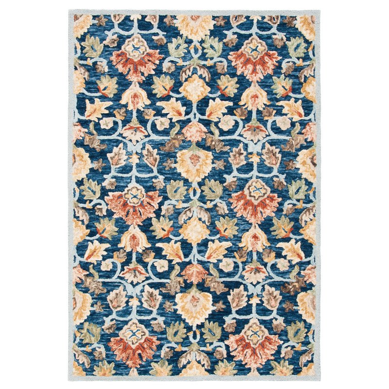 Tapis floral en laine et coton touffeté à la main Cyriacos, Rectangle 4 pi x 6 pi