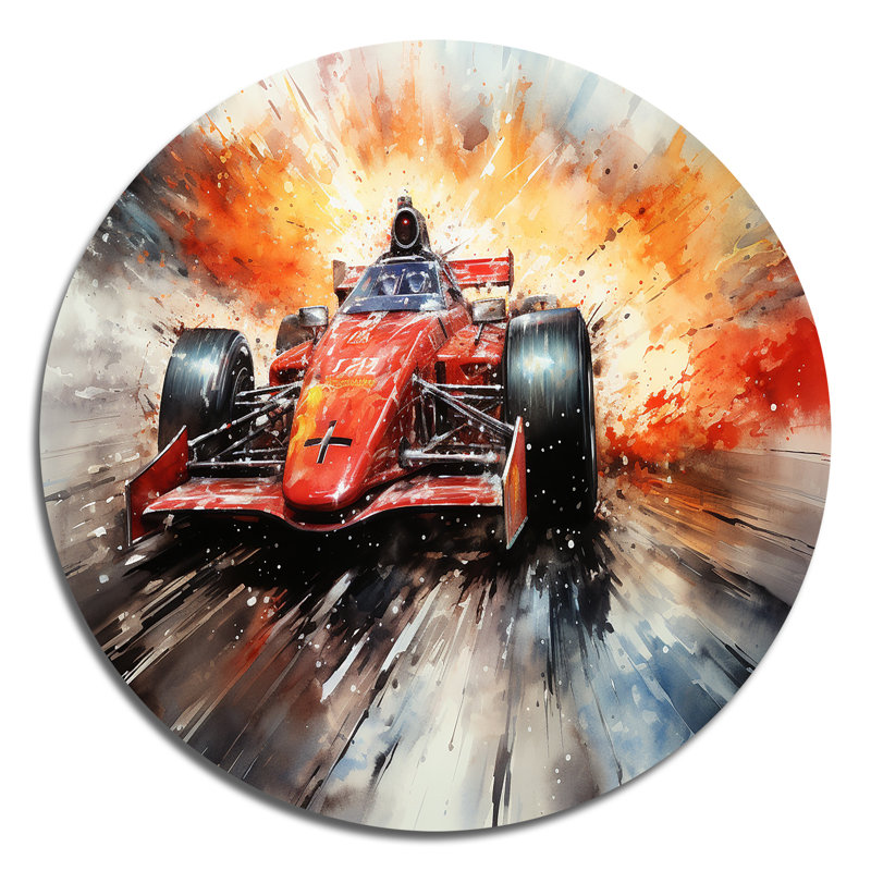 Voiture de Formule 1, Speedway Fury 2 - Art rond en métal, H 36 po x l 36 po