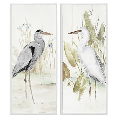 «Heron Egret Marsh Landscape», ensemble de 2 giclées encadrées par Lanie Loreth