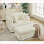 Chaise longue, siège profond en velours côtelé de 47,7 po avec repose-pieds mobile et amp; 2 coussins, beige | Bourre en polypropylène et coton | Capacité de poids de 300 lb-157560004