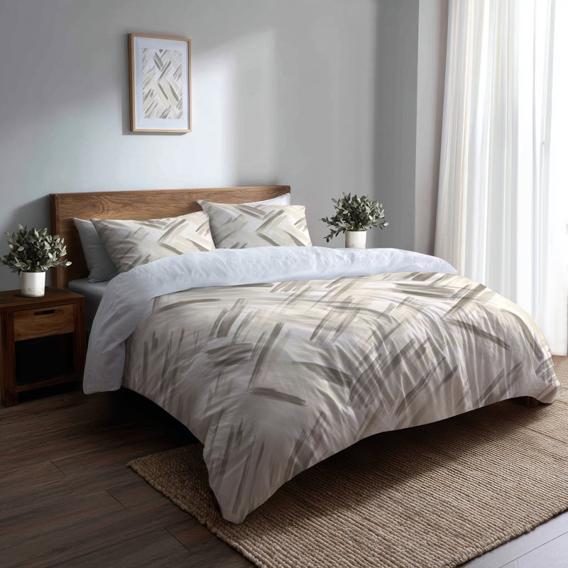 Ensemble de housse de couette à rayures 3 pièces - Ensemble de housse de couette à rayures gris moderne