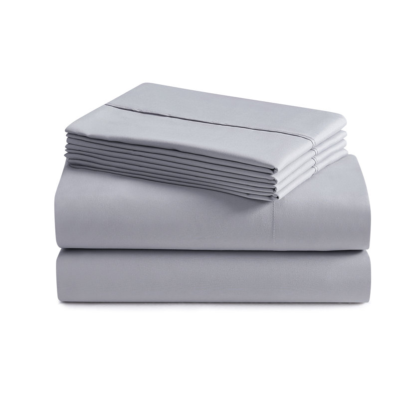 Ensemble de draps luxueux en microfibre douce avec taies d'oreiller en prime, Argent